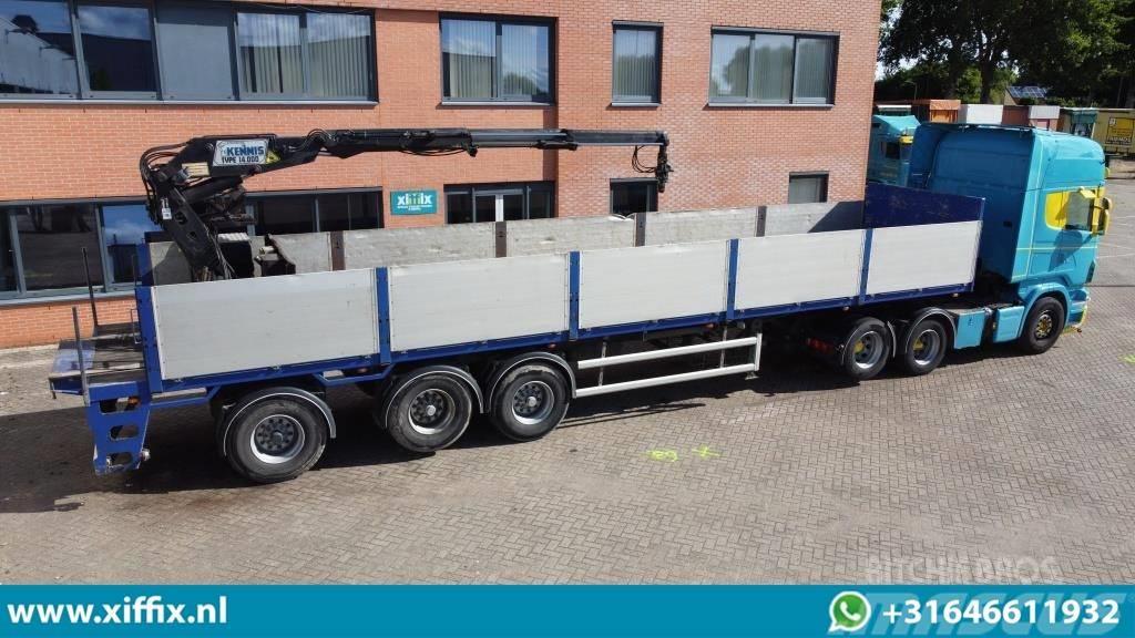 Floor 3-axle stone trailer with Kennis 14 ton/mtr crane Semirremolques de plataformas planas/laterales abatibles