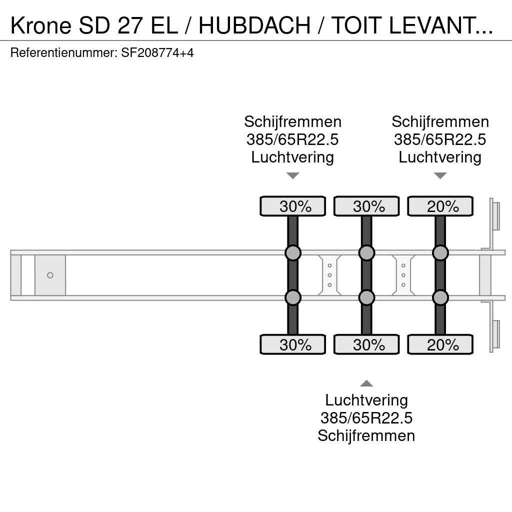 Krone SD 27 EL / HUBDACH / TOIT LEVANT / HEFDAK / COIL / Semirremolques con caja de lona