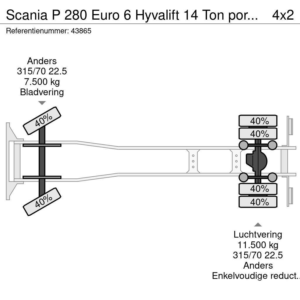 Scania P 280 Euro 6 Hyvalift 14 Ton portaalarmsysteem Camiones portacubetas