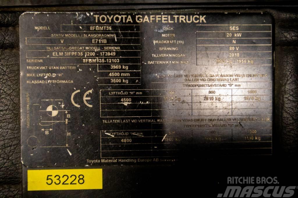 Toyota 8FBMKT35, mycket välutrustad motviktstruck Carretillas de horquilla eléctrica