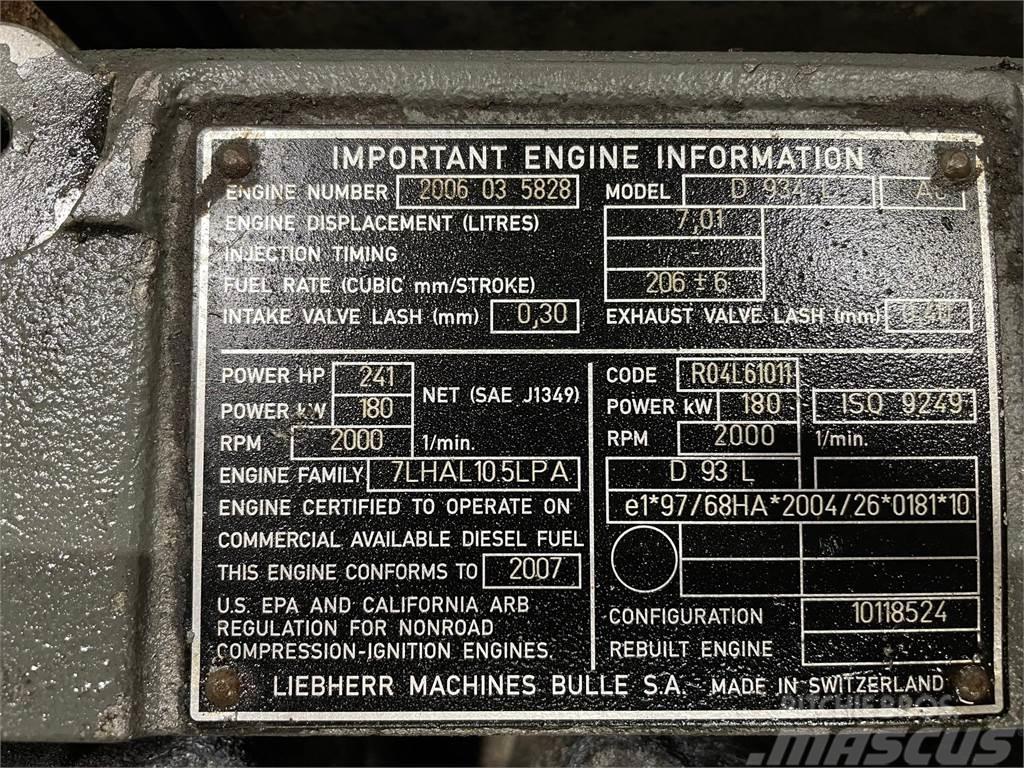 Liebherr D934L A6 motor ex. Liebherr HS835HD kran Motores