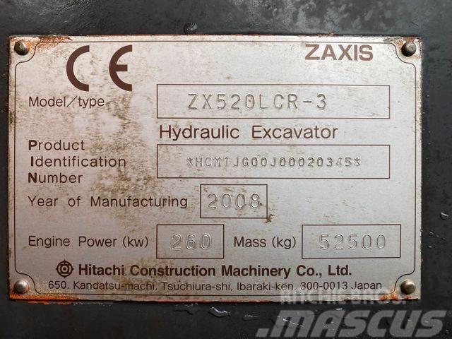 Hitachi ZX520 LCR-3 **BJ. 2008 *17454H/Klima/TOP Zustand Excavadoras de cadenas