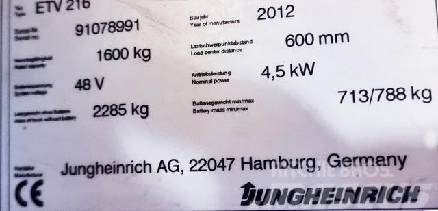 Jungheinrich ETV 216 - 6.2M HUB - BATTERIE 70%-NEUWERTIG Carretillas retráctiles
