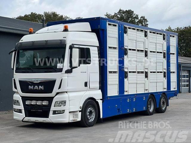 MAN TGX 26.480 6x2 3.Stock FINKL mit Hubdach,Tränke Camiones de ganado