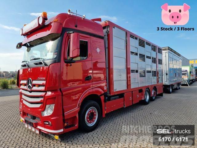 Mercedes-Benz Actros / Durchladezug / 3 Stock / Lenkachse Camiones de ganado