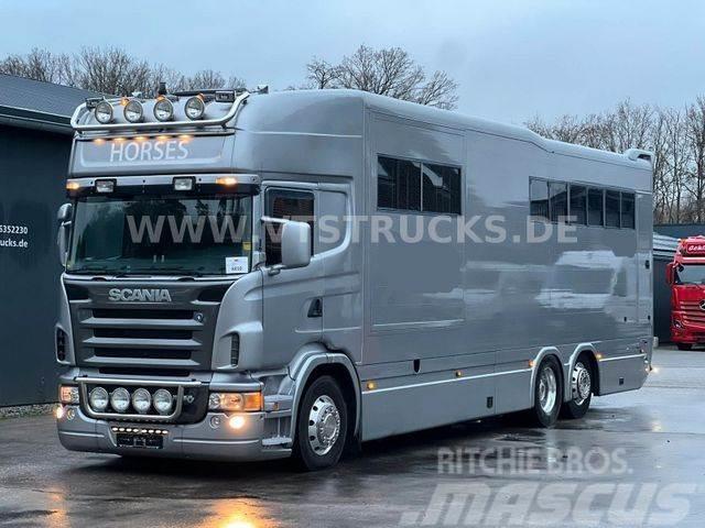 Scania R500 V8 Pferdetransporter Pop Out Roelofsen Auf. Camiones de ganado