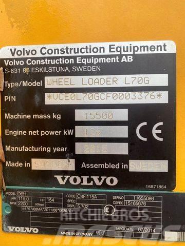 Volvo L70G **BJ. 2015 *19460H/Klima/Hochkippschaufel * Cargadoras sobre ruedas