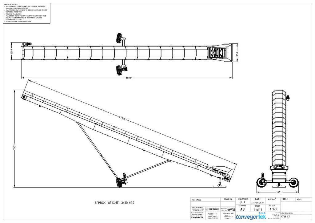  Conveyortek 60ft x 900mm Stockpiling Conveyor Cintas transportadoras
