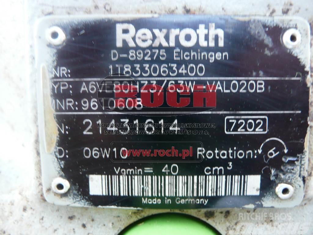 Rexroth A6VE80HZ3/63W-VAL020B 9610608 1T833063400 Motores
