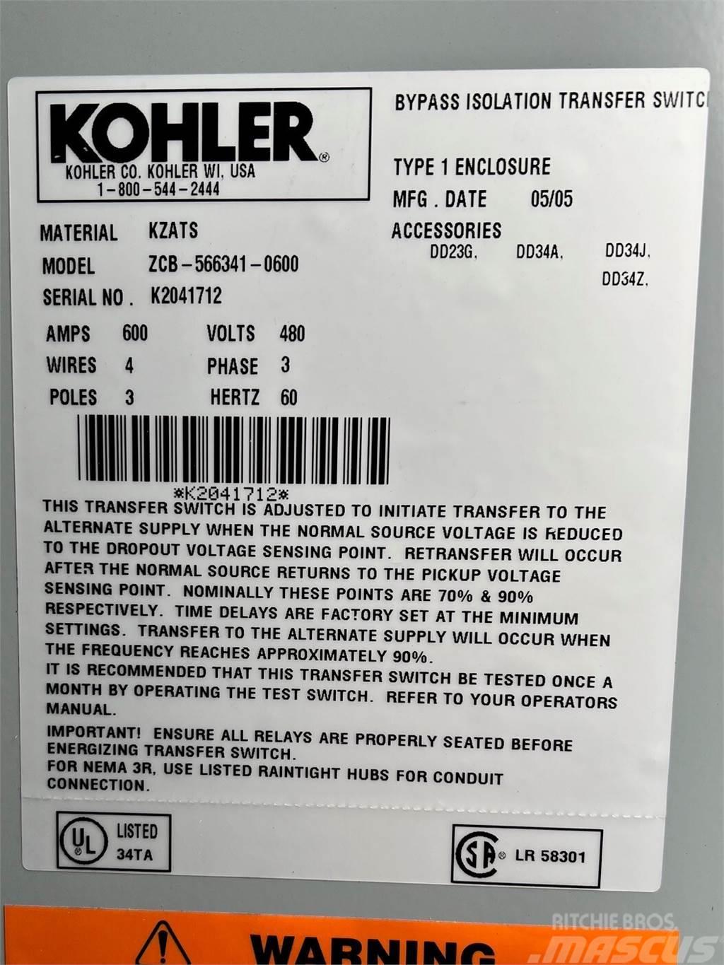 Kohler 600amp 480V Electrónicos