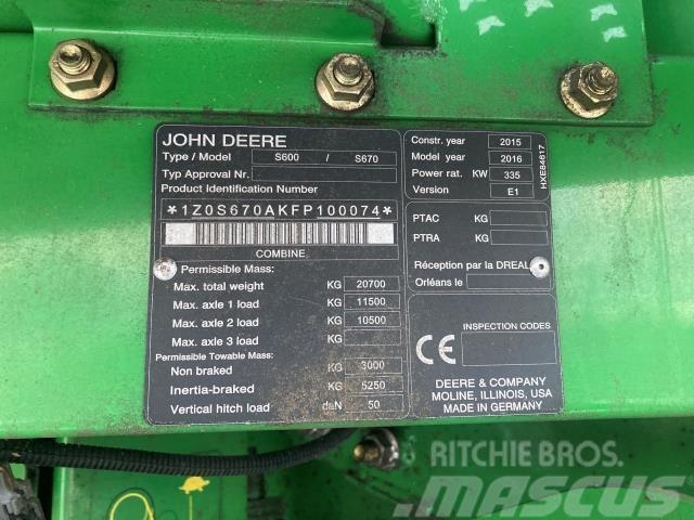 John Deere S670I Cosechadoras combinadas